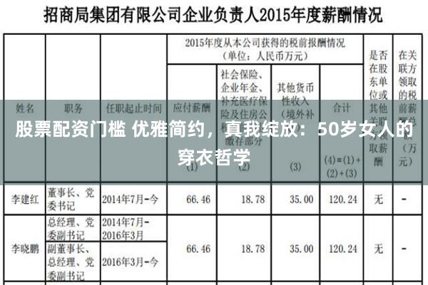 股票配资门槛 优雅简约，真我绽放：50岁女人的穿衣哲学